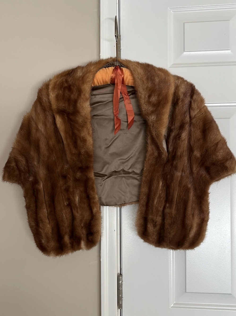 Vintage Brown Fur Bolero Jacket - Women's Cropped Coat